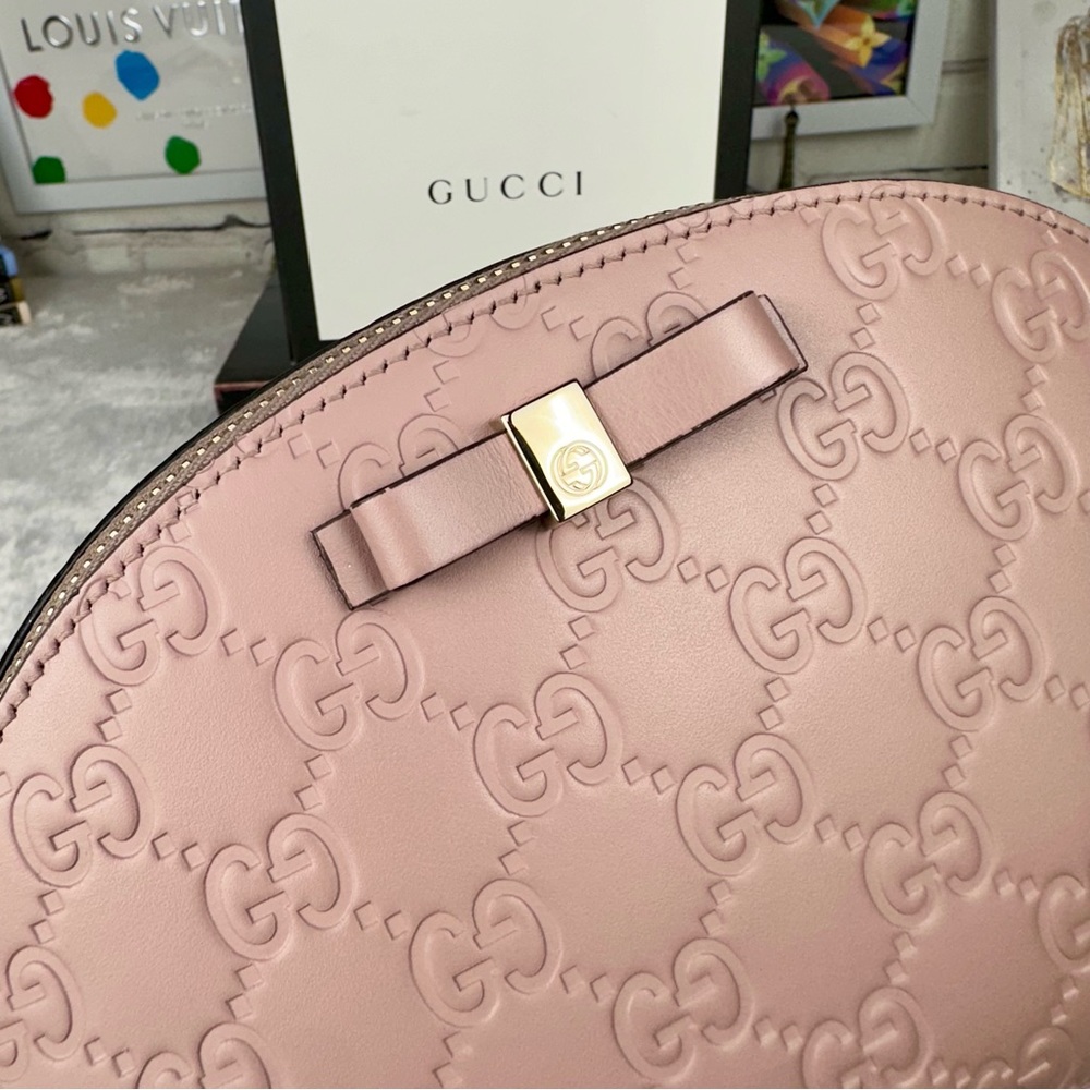 Gucci GG Pink Stamped leather GM, Large size cosmetic pouch or crossbody CUTE! - Picture 7 of 16